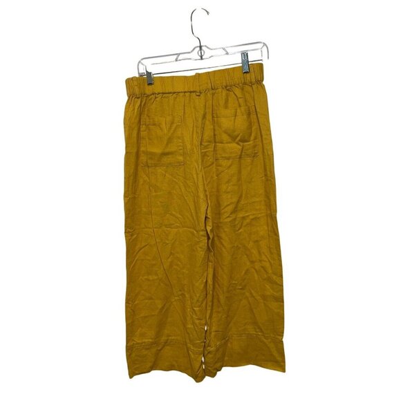 Joie Yellow Pleated Linen Elastic Waist Wide-Leg Cropped Pants Women's Size 28 - Picture 2 of 8